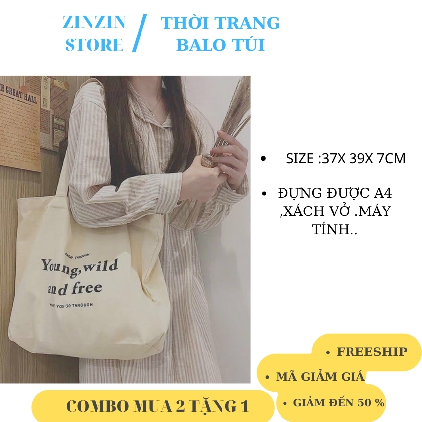 Túi tote vải đựng đồ vitage Hàn Quốc cao cấp đi học đi chơi BL3033