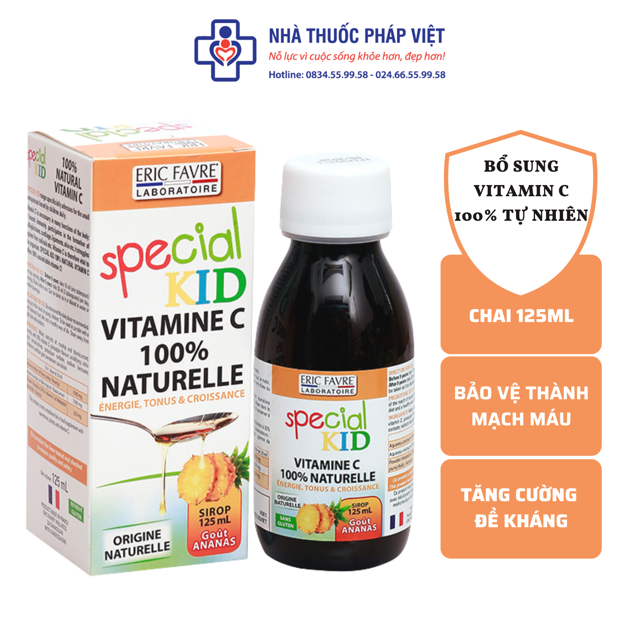 Special Kid Vitamine C 100% Naturelle - Siro bổ sung Vitamine C hữu cơ tự nhiên, tăng đề kháng