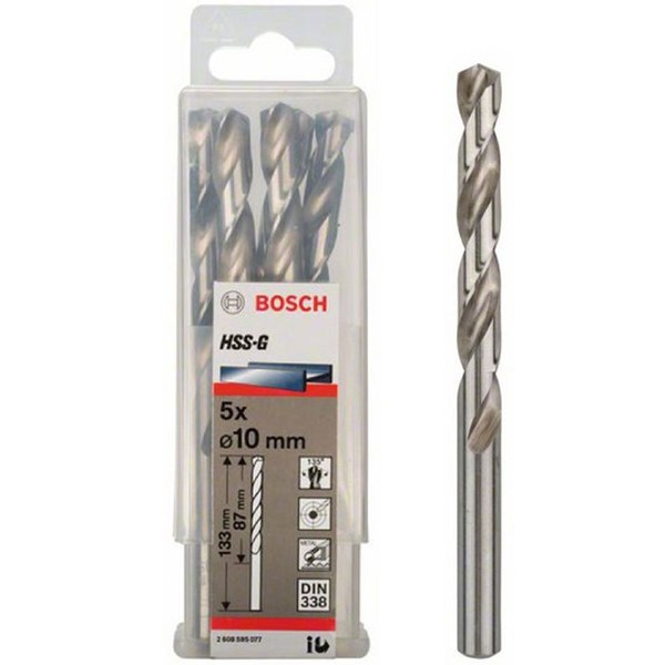 Mũi khoan sắt và inox bosch 10mm hộp 5 mũi