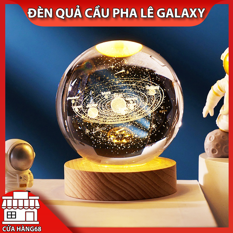 Quả cầu pha lê phát sáng, đèn ngủ 3D quả cầu pha lê kèm đế gỗ, quả cầu pha lê thủy tinh có đèn led, đèn ngủ hình cầu vũ trụ làm quà tặng, đèn pha lê trang trí bàn học bàn làm việc, décor phòng ngủ, cổng sạc USB