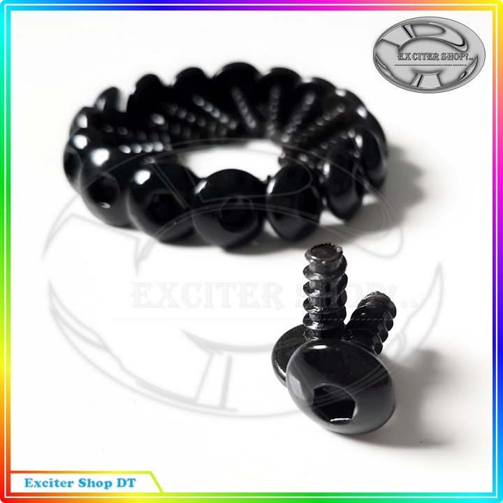 [Exciter Shop] Set 10 Ốc xoắn lục giác màu đen M6x15, kèm bát kẹp