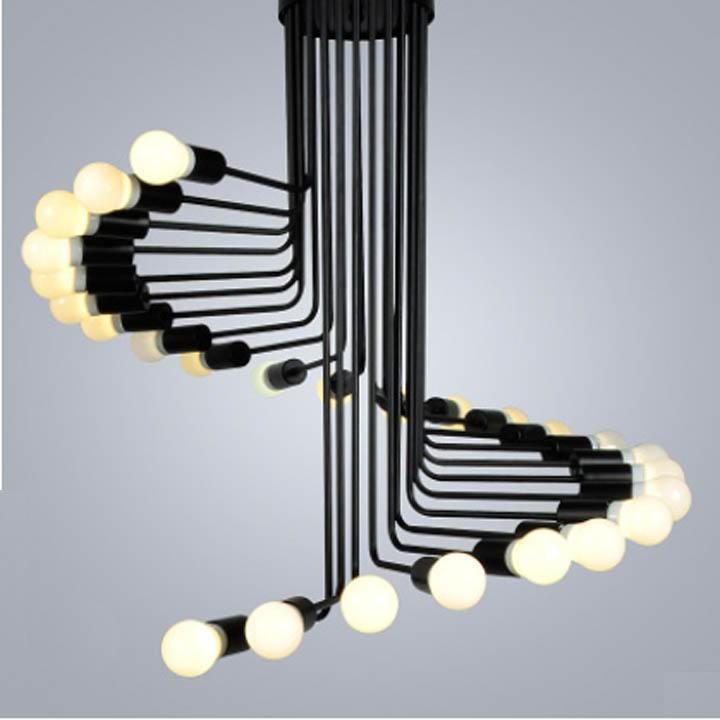 Đèn chùm xoắn ốc thả trần độc đáo phong cách retro kiểu Mỹ