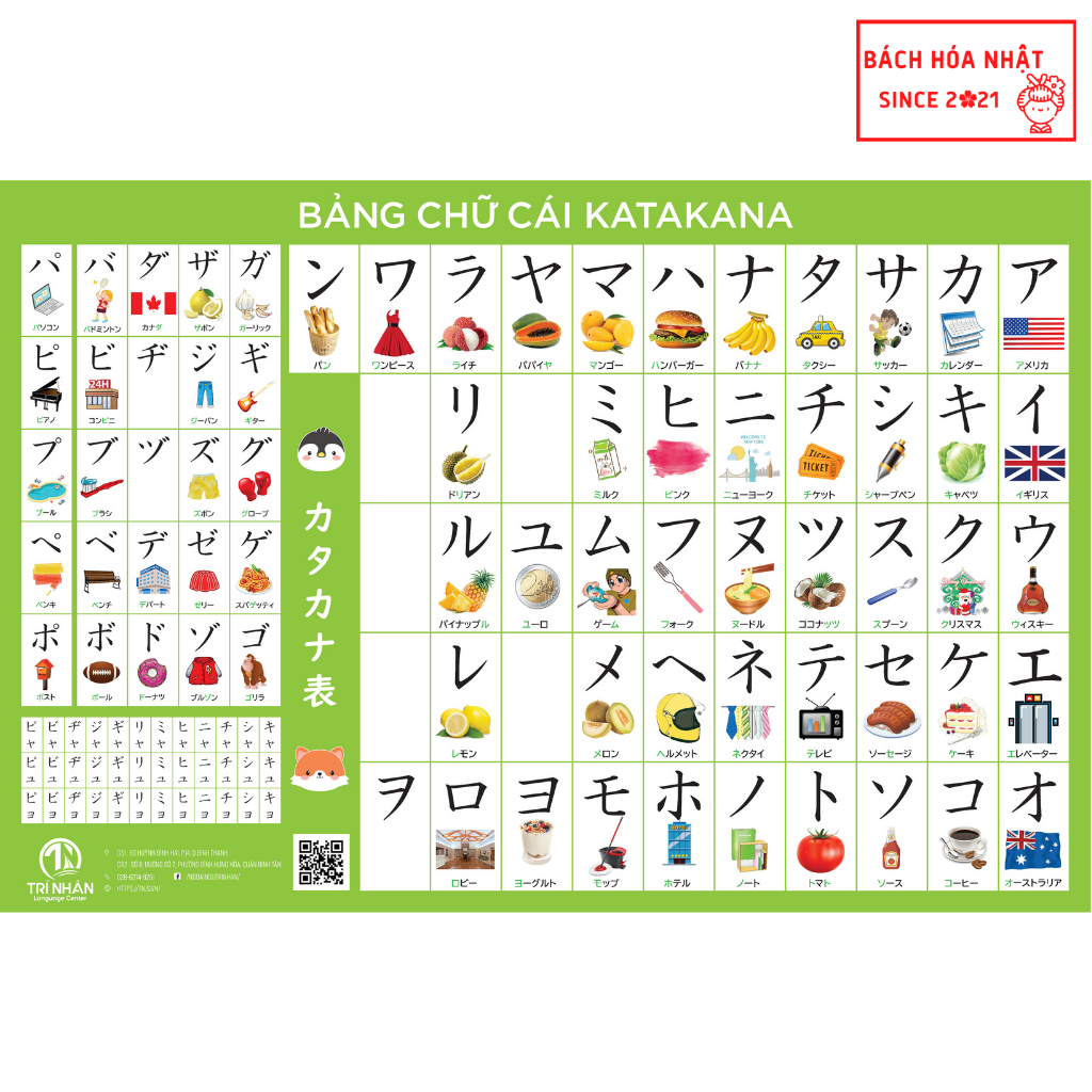 [HCM]Bảng Chữ Cái Tiếng Nhật - Katakana