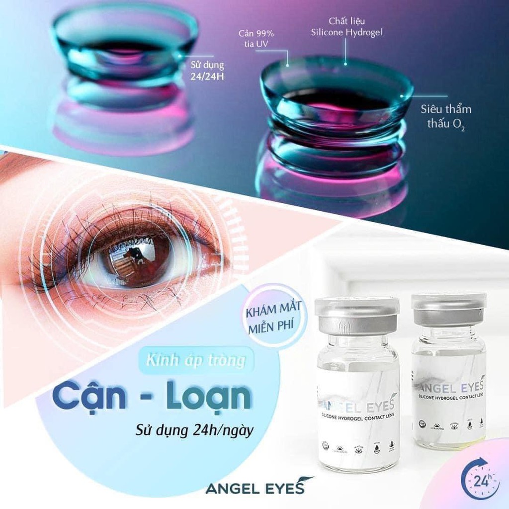 Kính áp tròng/ lens mắt trong suốt không màu cận - loạn