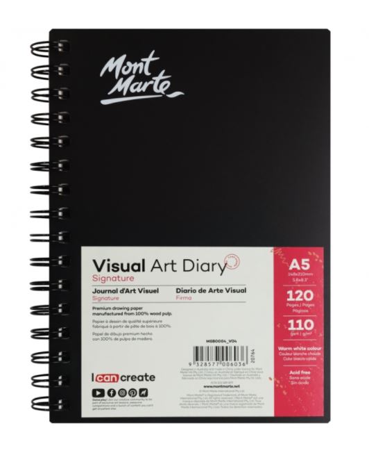 Sổ vẽ sketch Visual Art Diary, A5, 120 tờ, 110gsm, Mont Marte