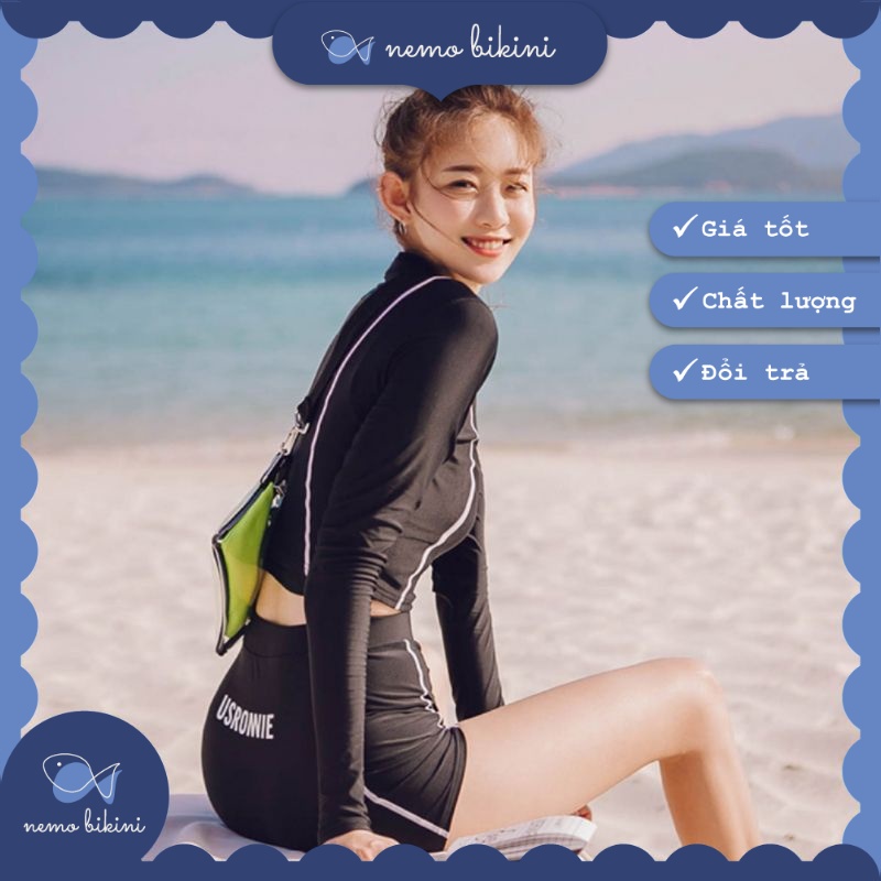 Bikini đi biển, đồ bơi nữ dài tay 2 mảnh tôn dáng quần đùi Nemo Bikini - B22