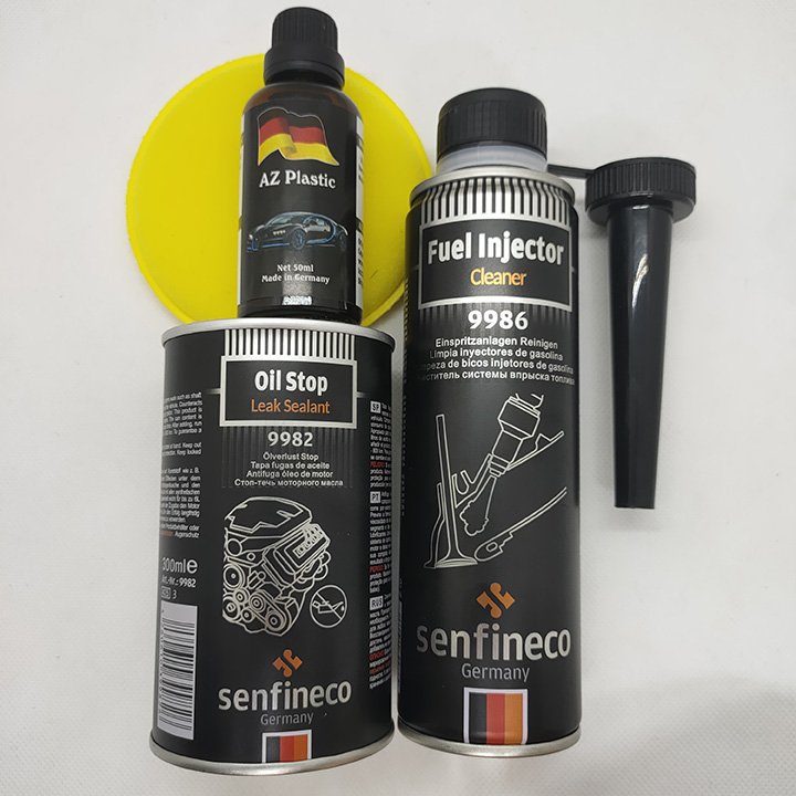 [Combo 9] NGĂN NGỪA RÒ RỈ NHỚT (SE-9982) VÀ VỆ SINH BÉC PHUN XĂNG (SE-9986) HIỆU Senfineco – Germany Tặng 1 bộ phục hồi nhựa đen, nhựa nhám bên ngoài xe ô tô