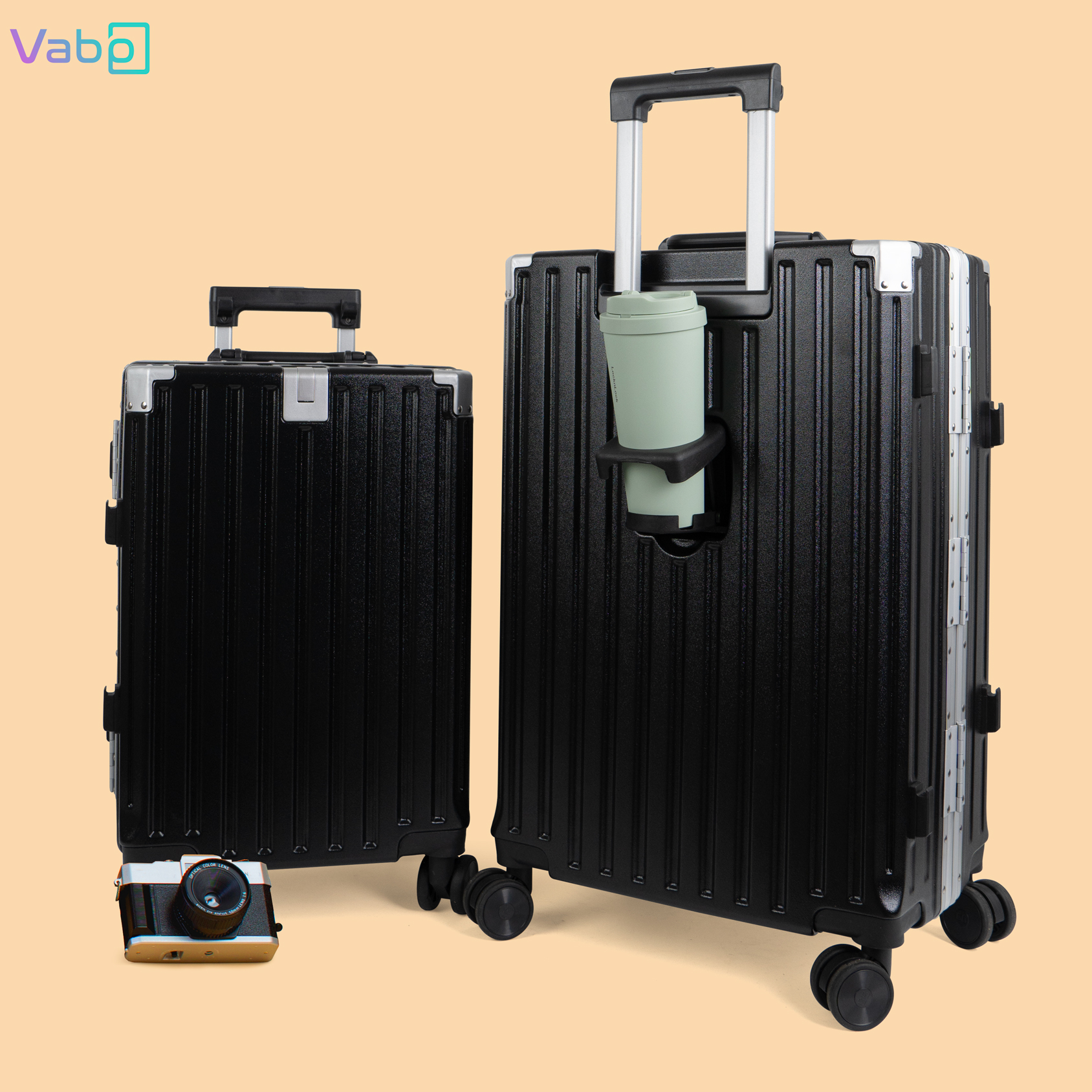 Vali kéo du lịch Vaba Retrouvailles khung nhôm khóa sập vân sọc dọc size 20/24
