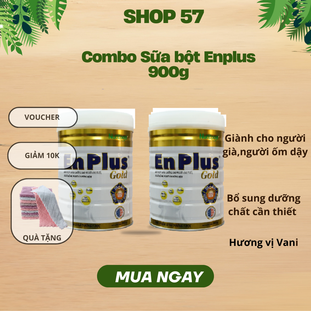 Combo 2 hộp Sữa Bột Nutifood Enplus Gold (900g) – Dinh Dưỡng hàng ngày cho người trưởng thành