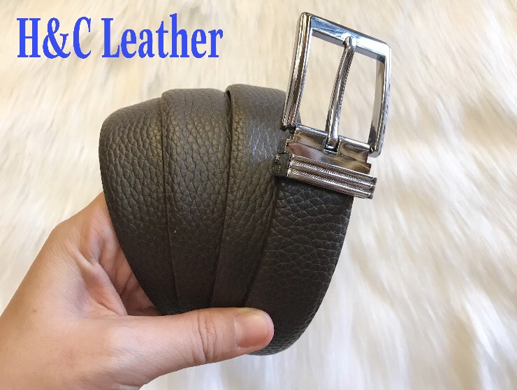 Dây thắt lưng (dây nịt) da bò thật 100%,da bò Mill hạt, màu nâu