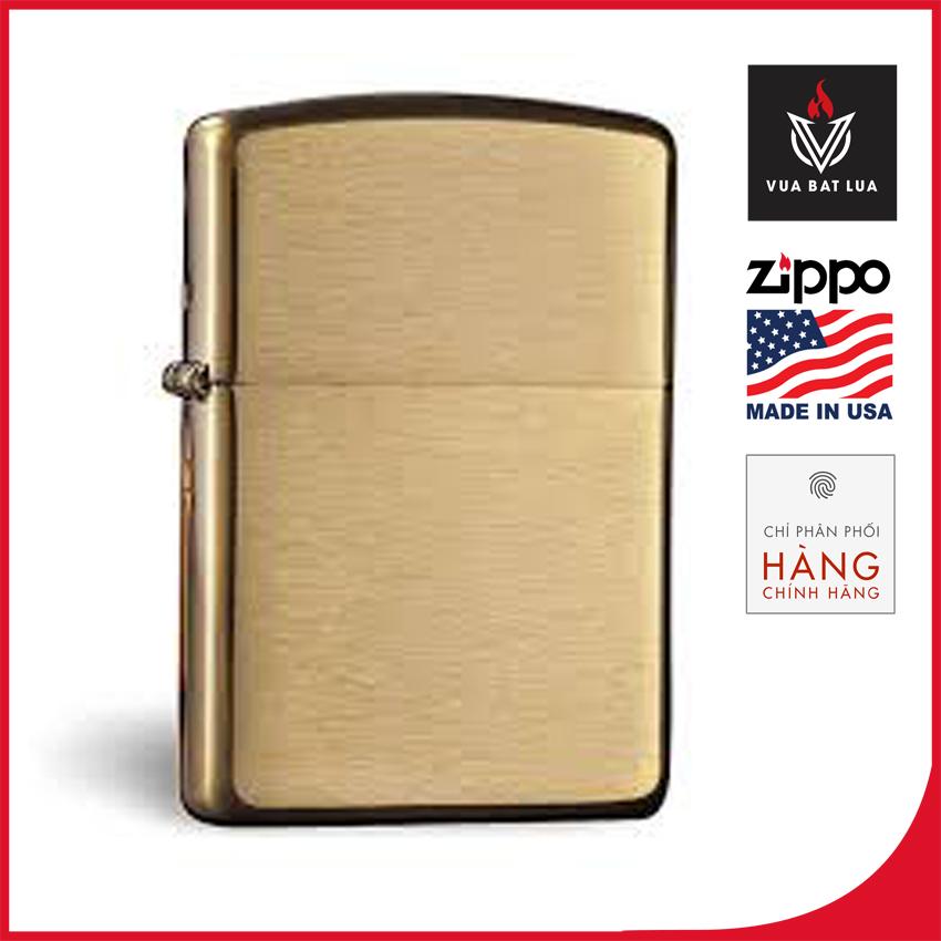 Zippo chính hãng mỹ Brushed Brass armor (vỏ dày) (made in USA) tem đỏ - Manmate (không bao gồm xăng)