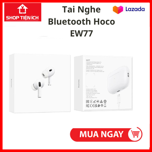 [ Tặng ốp ] Tai Nghe Không Dây Bluetooth  Hoco EW77  PRO , Âm bass cực hay, Sử Dụng Cảm Ứng, Đổi Tên, Định Vị, Siri, Pin Trâu Sử Dụng 24H, BAO HÀNH 12 THÁNG.