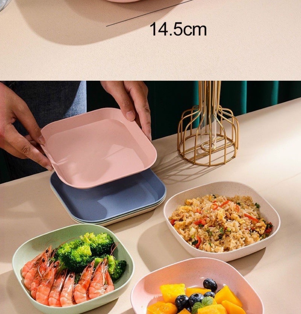 Bộ 8 cái đĩa lúa mạch xinh xắn, sét 8 cái đĩa lúa mạch mix màu tiện dụng