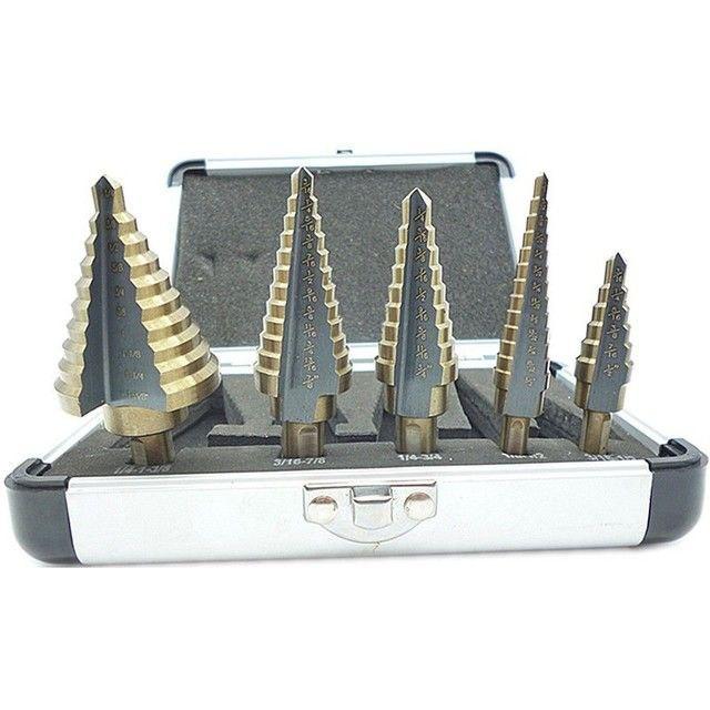 Mũi Khoan Bước Tháp HSS 4 - 35mm(5 Món, khoan kim loại,thép,sắt,nhôm,gỗ...) HỘP NHÔM - siêu cứng [GIKO 010]