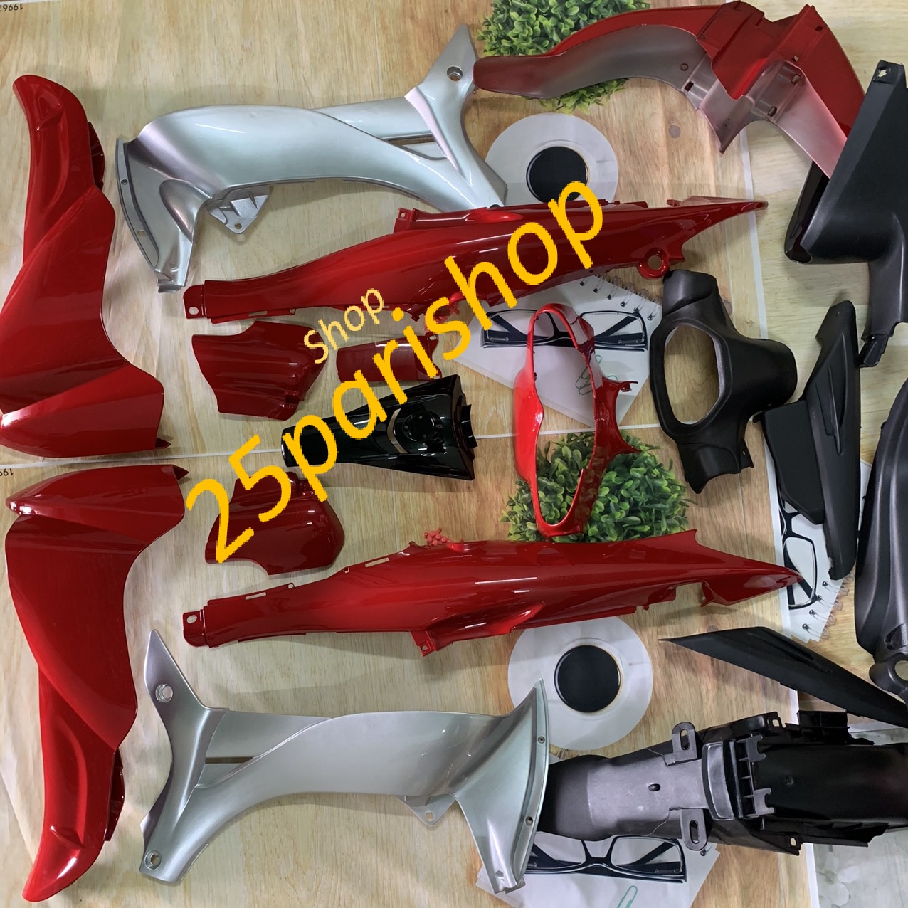 Bộ dàn áo xe Jupiter V, màu ĐỎ -nhựa trắng ABS LOẠI ĐẸP