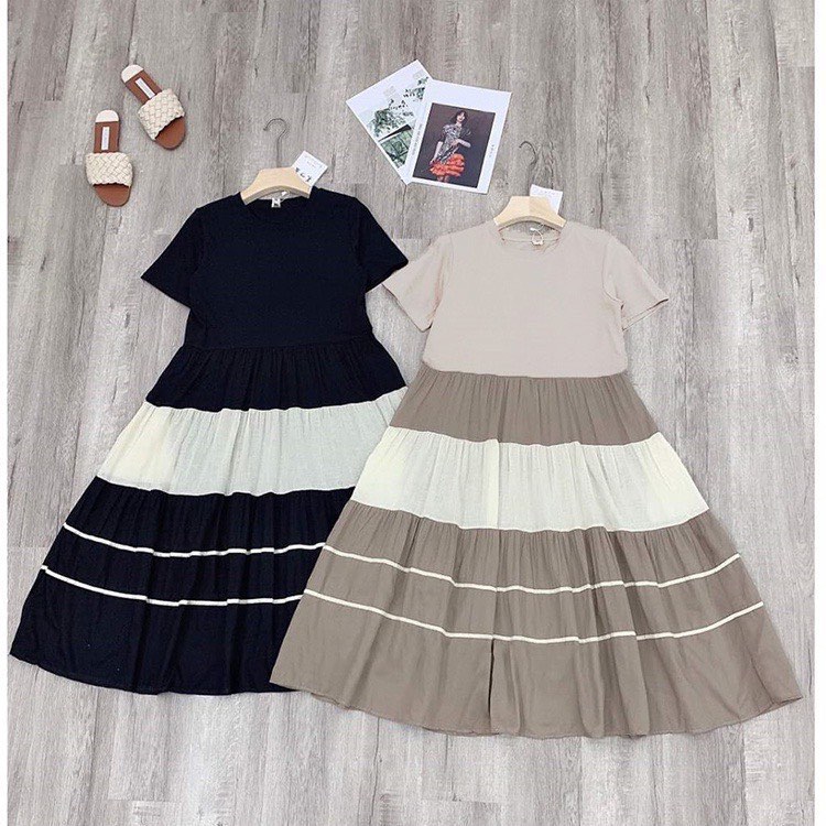 Váy bầu, đầm bầu mùa hè dáng dài chất cotton đầm bầu công sở dáng xòe thiết kế trẻ trung