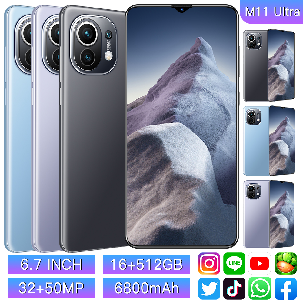 Điện thoại di động mi11 ultra điện thoại di động 6,7 inch full hd điện thoại cầm tay 2 sim bộ nhớ 16 + 512gb điện thoại chơi game 50 + 32mp camera hd 6800mah pin điện thoại thông minh android original murah