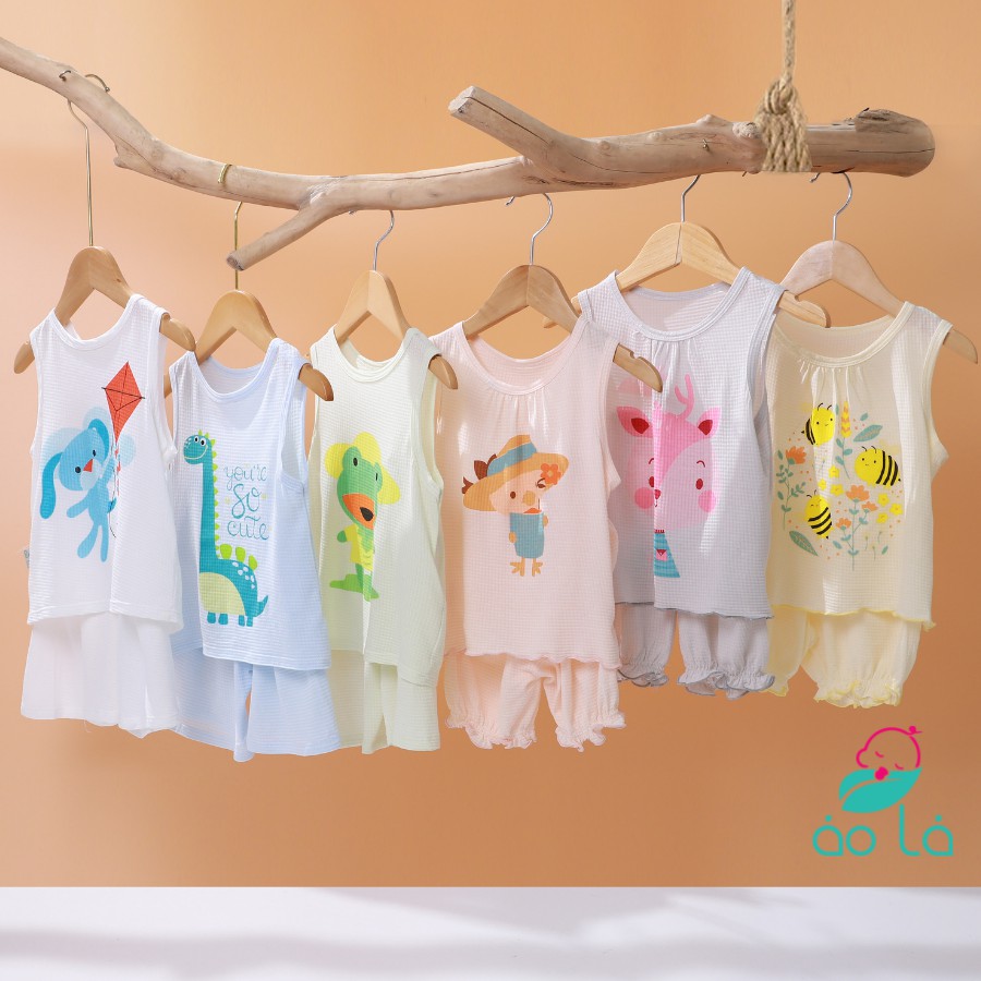 [HCM]Bộ ba lỗ cho bé vải thun cotton mỏng mát Áo Lá Homewear bộ 3 lỗ cho bé trai bé gái