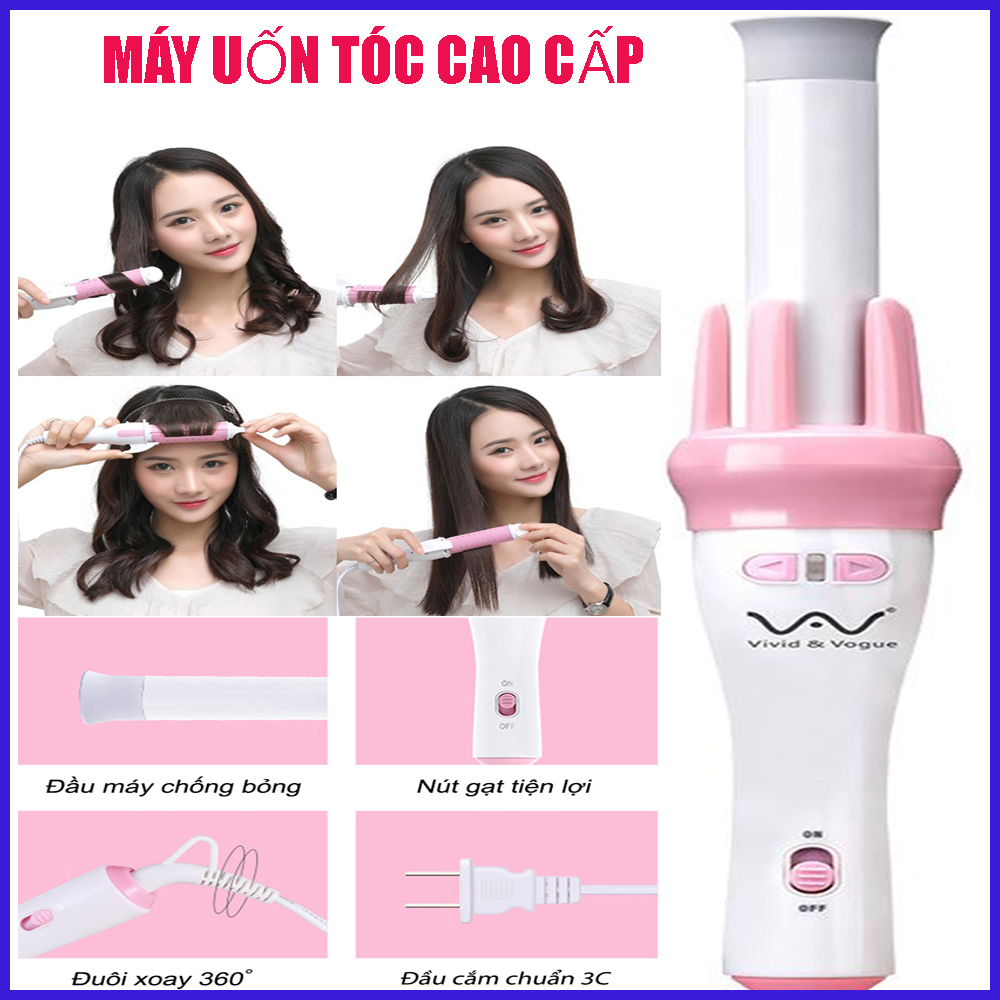 MÁY UỐN XOĂN XOAY TỰ ĐỘNG,Máy Làm Tóc, Máy Uốn Tóc Mini, Máy Duỗi Tóc Cao Cấp dễ sử dụng , không hại tóc , an toàn ,