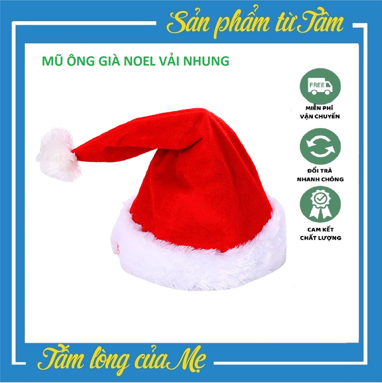 Đồ chơi mũ ông già noel bằng vải nhung cho bé