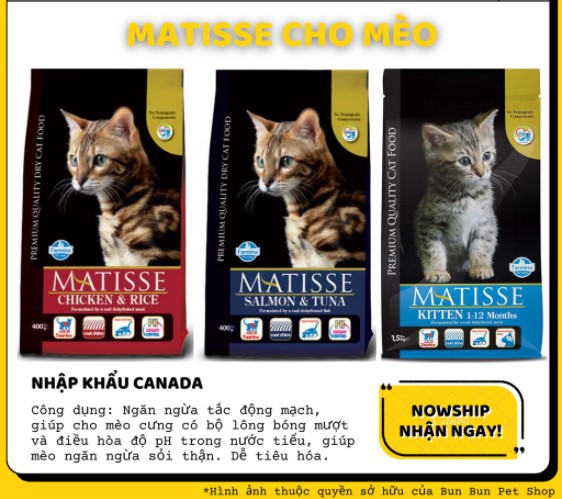 1kg REPACK Hạt khô Matisse từ Ý cho mèo (Indoor chicken & rice/Tuna & salmon/Kitten and babycat)