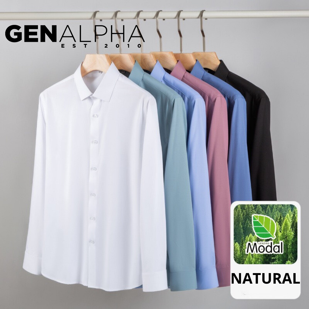 Áo sơ mi nam dài tay GEN ALPHA ,chất vải lụa Thái cotton mềm mịn thoáng mát thỏa mái GEN456