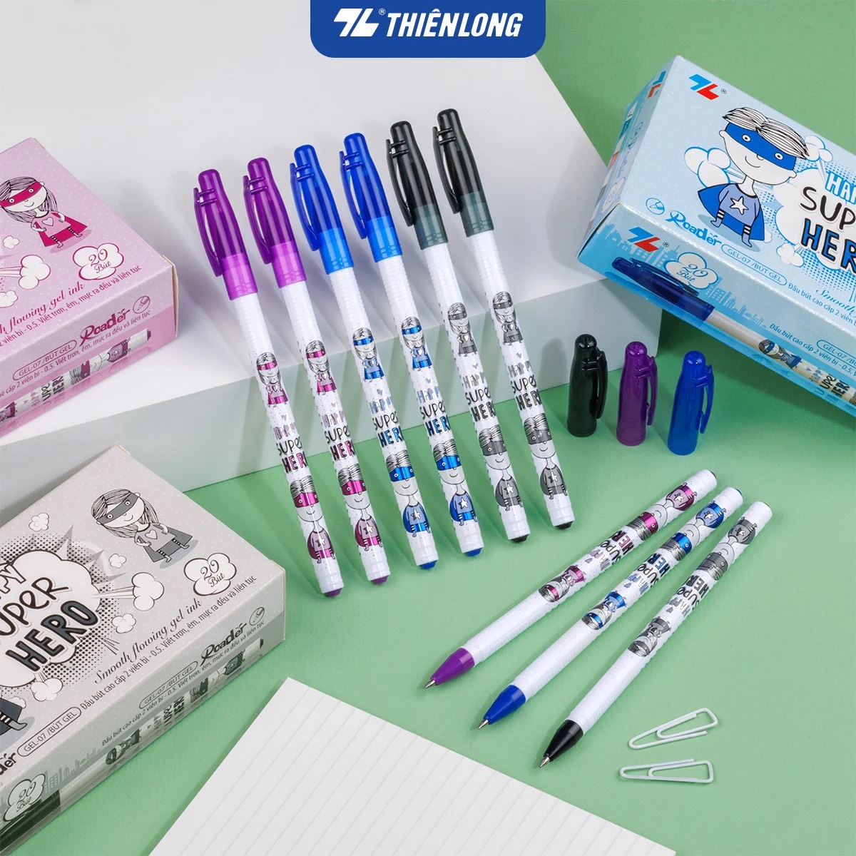 Hộp 20 cây Bút Gel Nước Roader Thiên Long GEL-07 màu tím ngòi 0.5mm chính hãng giá sỉ