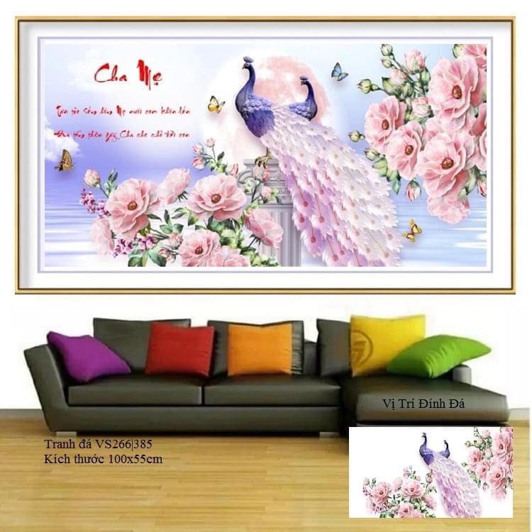 Tranh đính đá cha mẹ vs266 - chưa đính đá