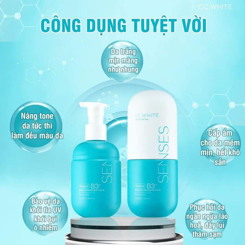 Body cấy trắng SENSES CC White chính hãng 300ml dưỡng trắng da toàn thân