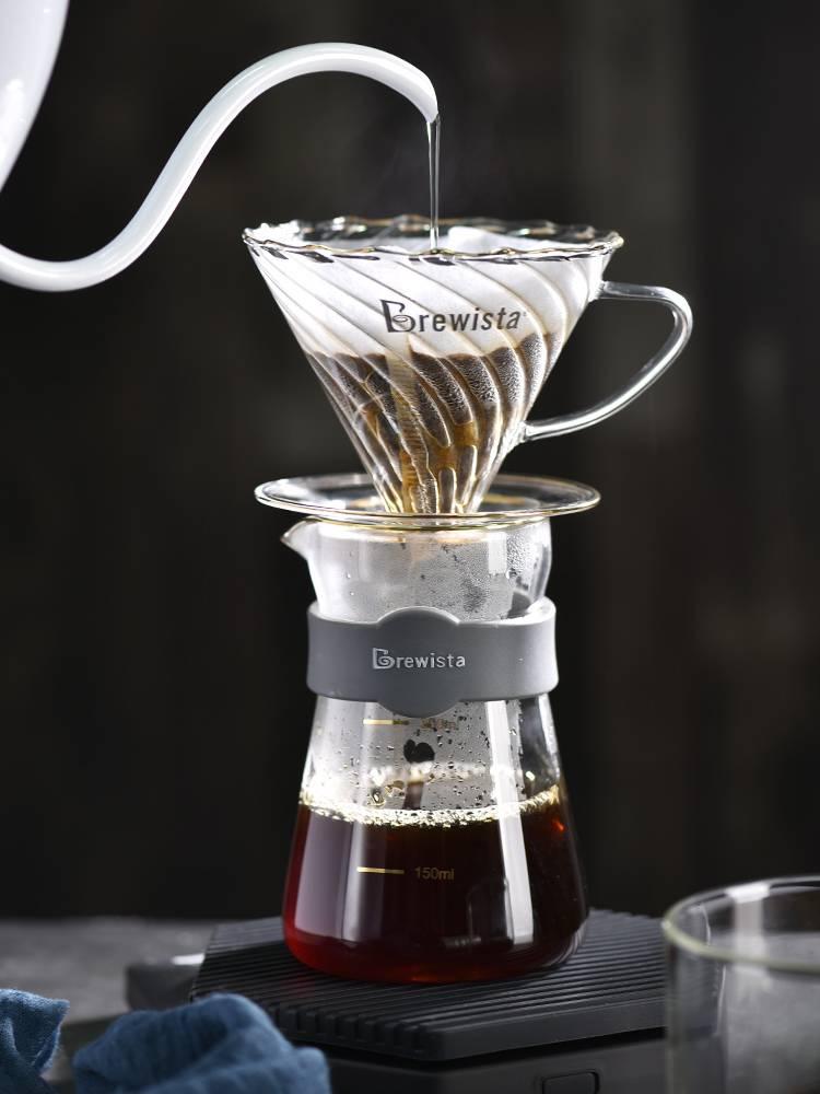 Bộ phễu V60 pha cà phê pour over thủy tinh Brewista Tornado Dripper & Server - Màu trong suốt