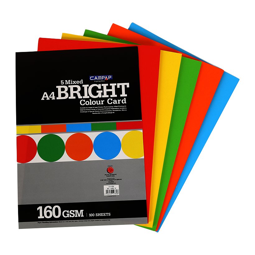 Tập giấy màu tươi sáng bright colour paper ca4785 gồm100 tờ, khổ a4, 160gsm