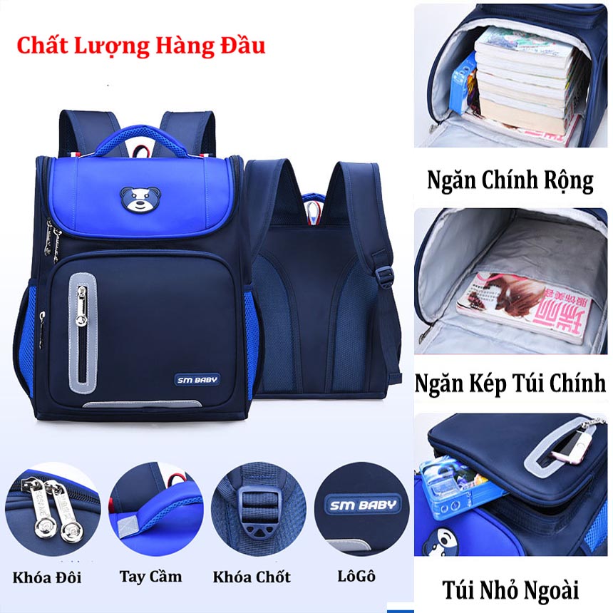 [HCM][MẪU HOT 2020] Balo Chống Gù Dáng Hộp Cặp Cho Học Sinh Tiểu Học SM BabyChất Liệu Cao CấpThoáng KhíChống Nước. Ngăn Chứa Đồ Rộng Rãi Kiểu Dáng Cặp Dễ MởViền Cặp Có Đai Phản QuangLớp Đệm Cột Sống Êm