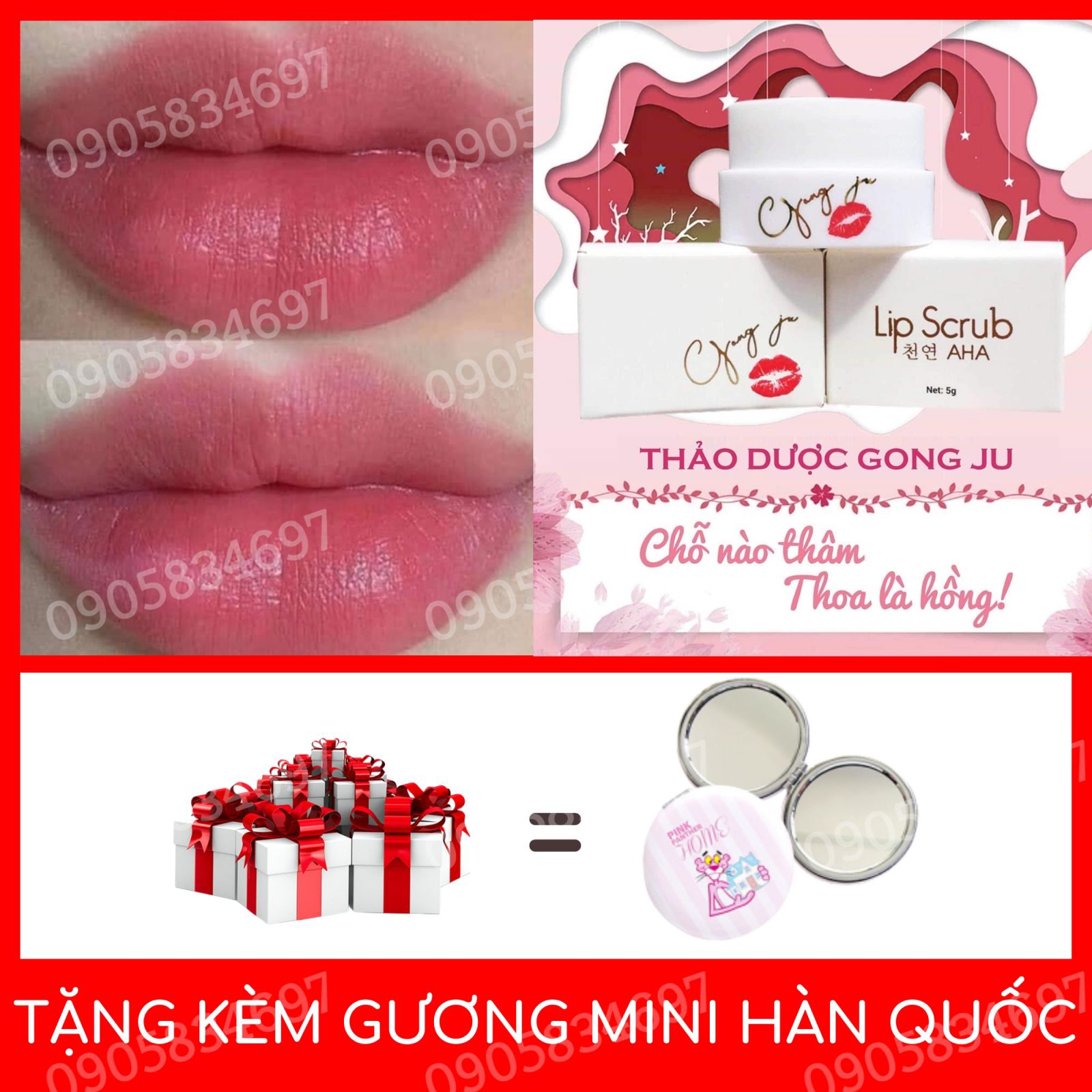 Ủ Hồng Môi, Hồng Ti HÀN QUỐC [TẶNG KÈM GƯƠNG MINI SIÊU XINH]