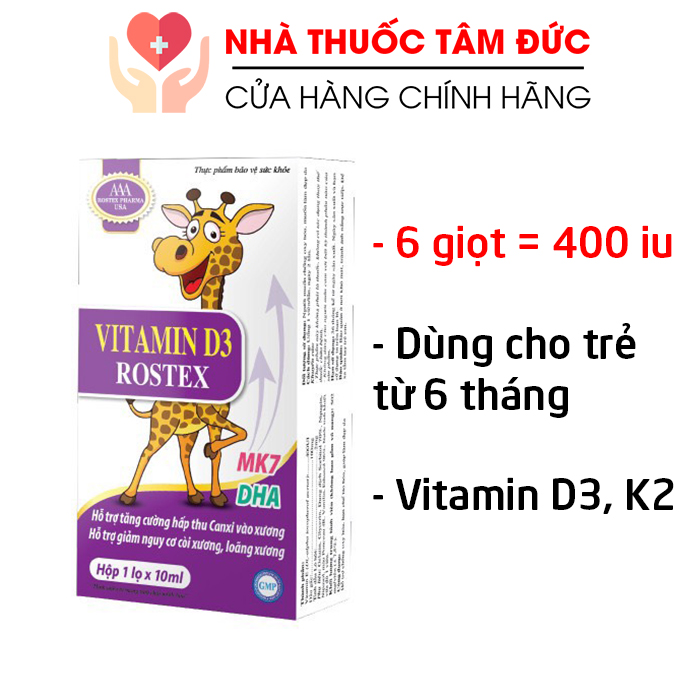 Vitamin D3 nhỏ giọt 400 iu, Vitamin K2 MK7, EPA, DHA tăng cường hấp thu canxi, chắc khỏe xương răng - Chai 10ml