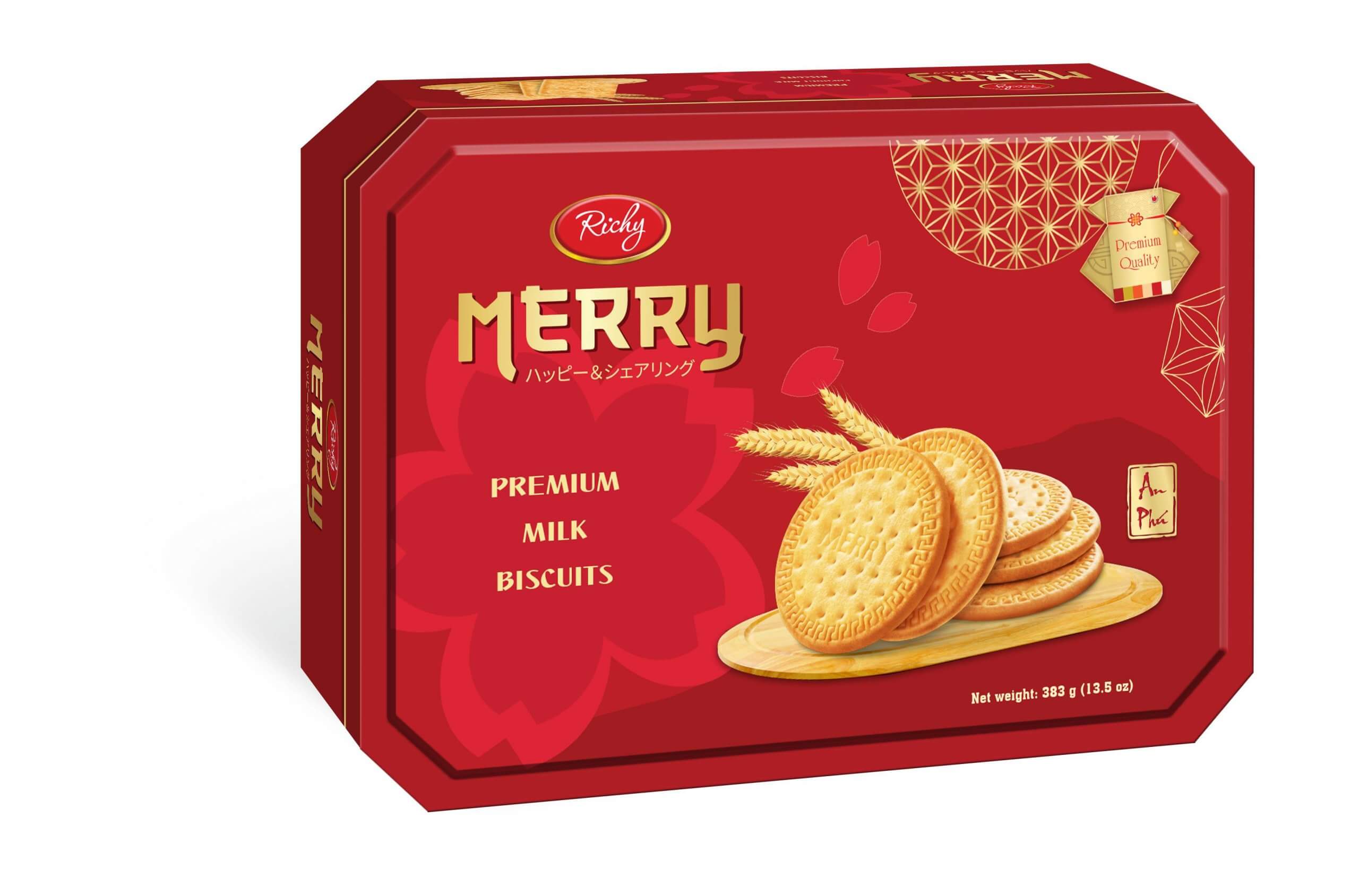 Bánh Merry Richy cao cấp hộp giấy 383g siêu đẹp,lịch sự đi biếu