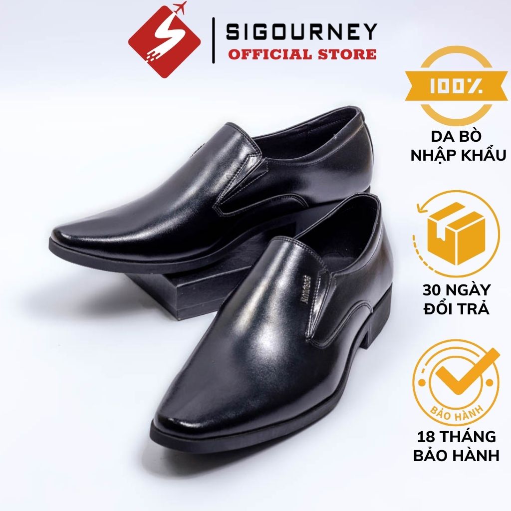 Giày công sở da bò thật 100% SIGOURNEY màu đen SIG-21