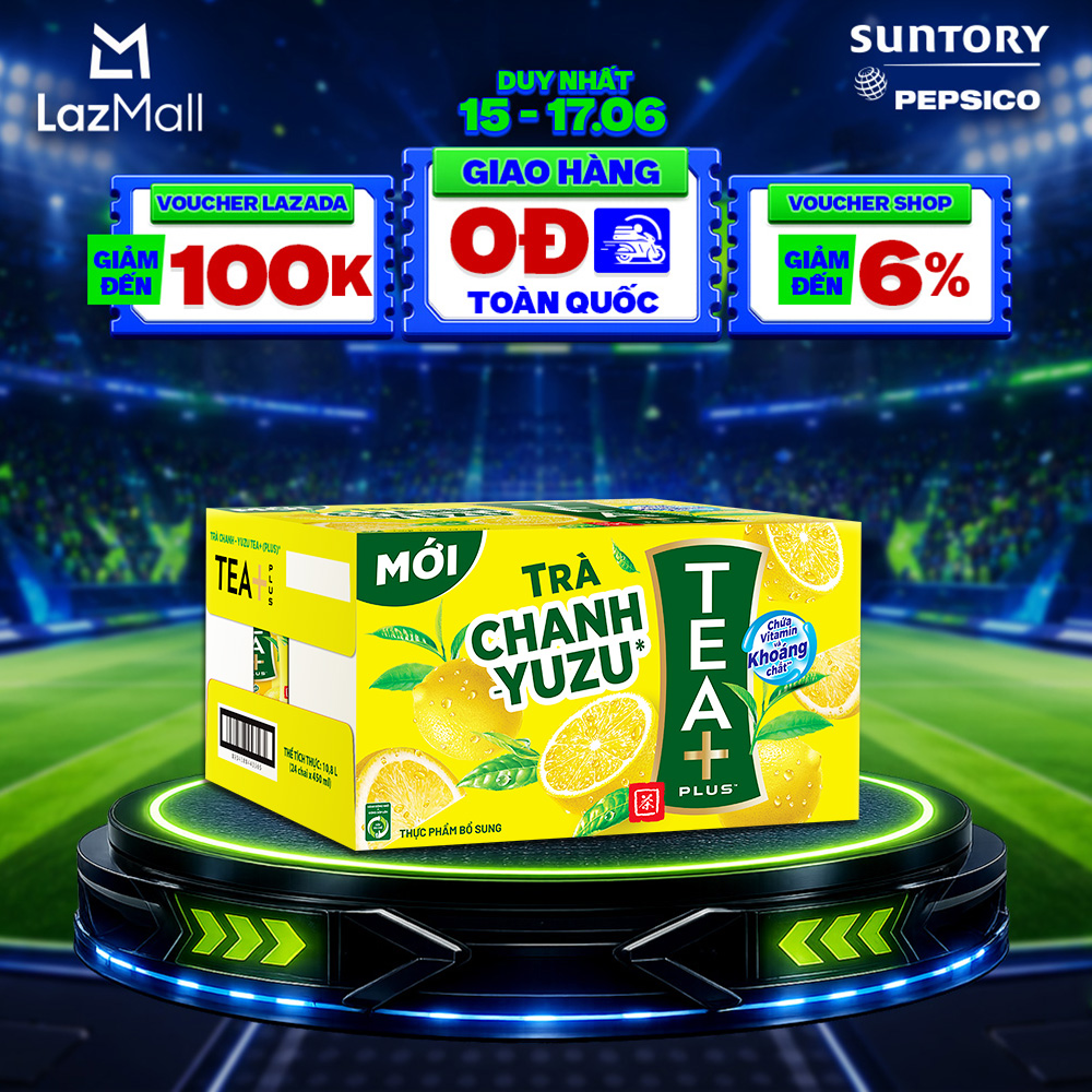 [SALE 15.6] Thùng 24 Chai Trà Ô long Tea+ Vị Chanh Yuzu (450 ml/chai)