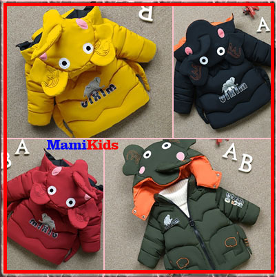 Áo khoác phao siêu nhẹ siêu ấm hình voi ngộ nghĩnh MamiKids cho bé trai bé gái