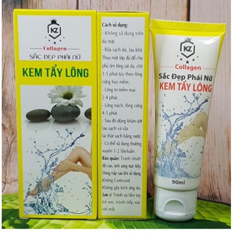 Kem tẩy lông collagen kz sáng mịn da cao cấp -chính hãng- 90ml.