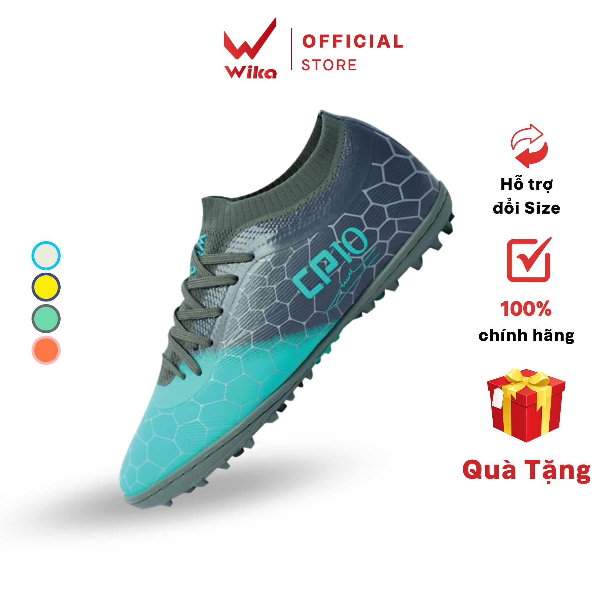 Giày Đá Bóng Wika Cp10 Công Phượng Chính Hãng, Giày Đá Banh Sân Cỏ Nhân Tạo Chất Liệu Da Microfiber Cao Cấp Đã Được Khâu Toàn Bộ Đế