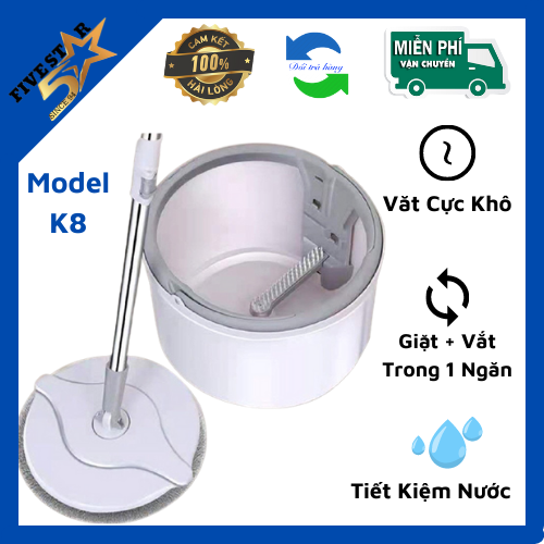 [BD] Cây lau nhà thông minh K8, dụng cụ lau sàn 360 tự giặt siêu sạch vắt cực khô siêu thấm hút nước Dụng cụ lau sàn nhà thông minh 1 ngăn tiết kiệm nước và giặt cực sạch