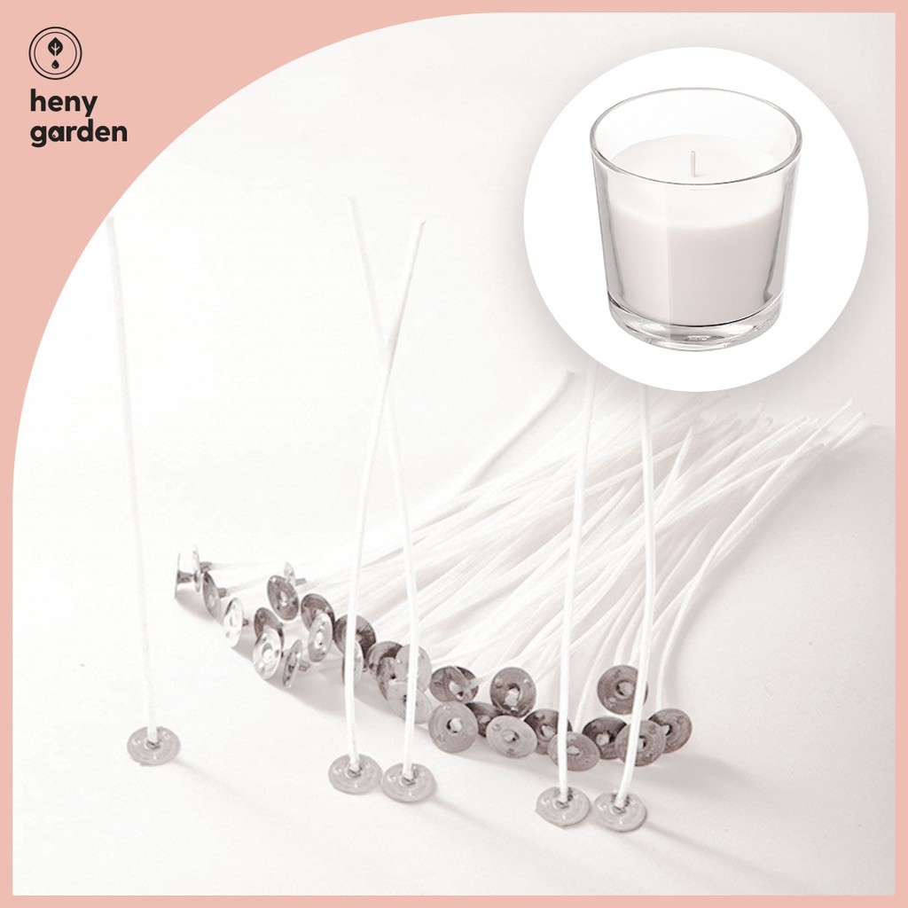 Bấc nến cotton nhúng sáp đế kẹp heny garden – nguyên liệu làm nến thơm - tặng mẫu thử tinh dầu