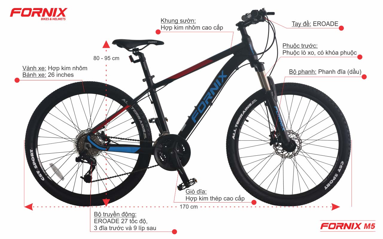 Xe đạp địa hình Fornix M5 - Vòng bánh 26 inch- Bảo hành 12 tháng