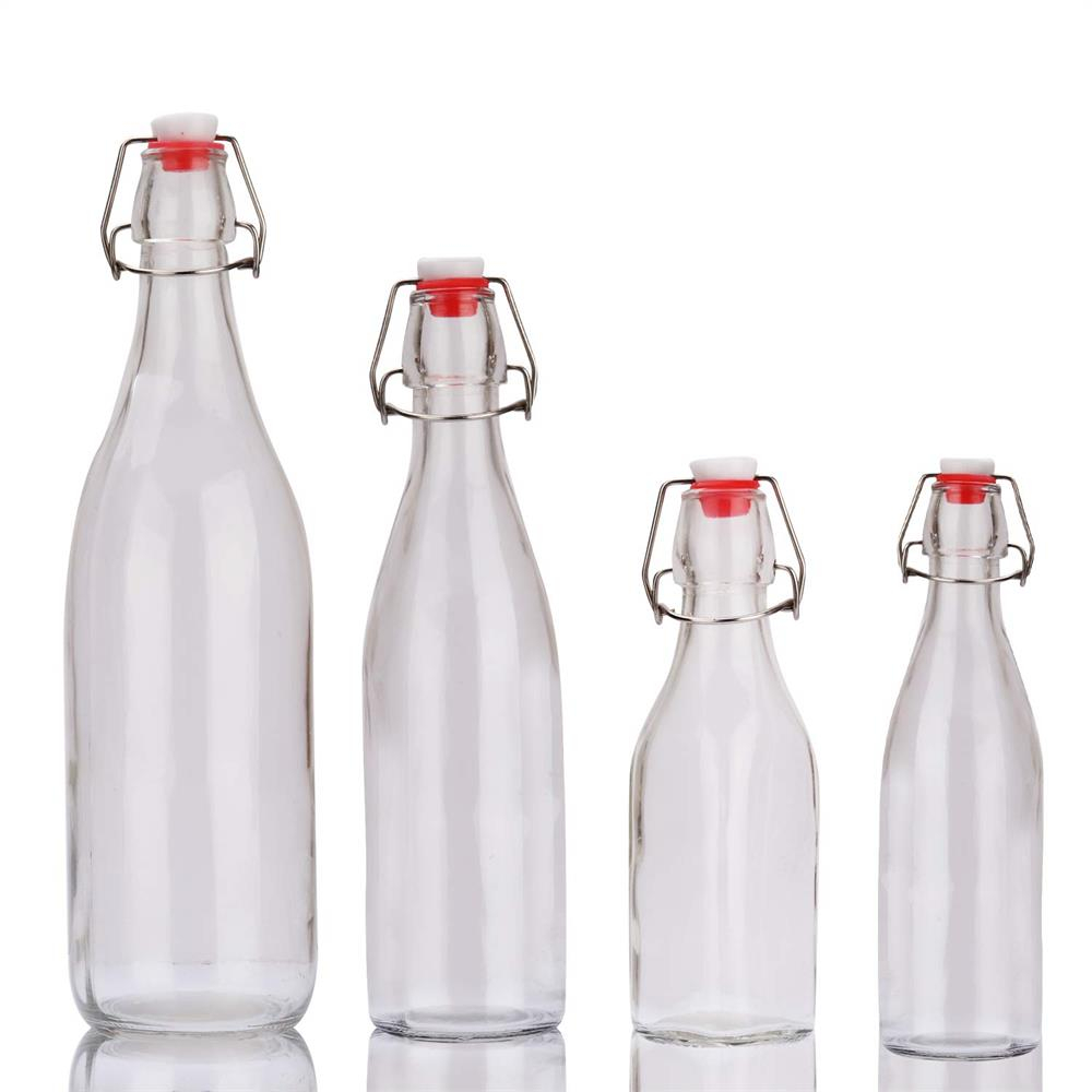 Chai Thủy Tinh Tròn Nắp Gài Thép Đựng Gia Vị Thức Uống - 500ml