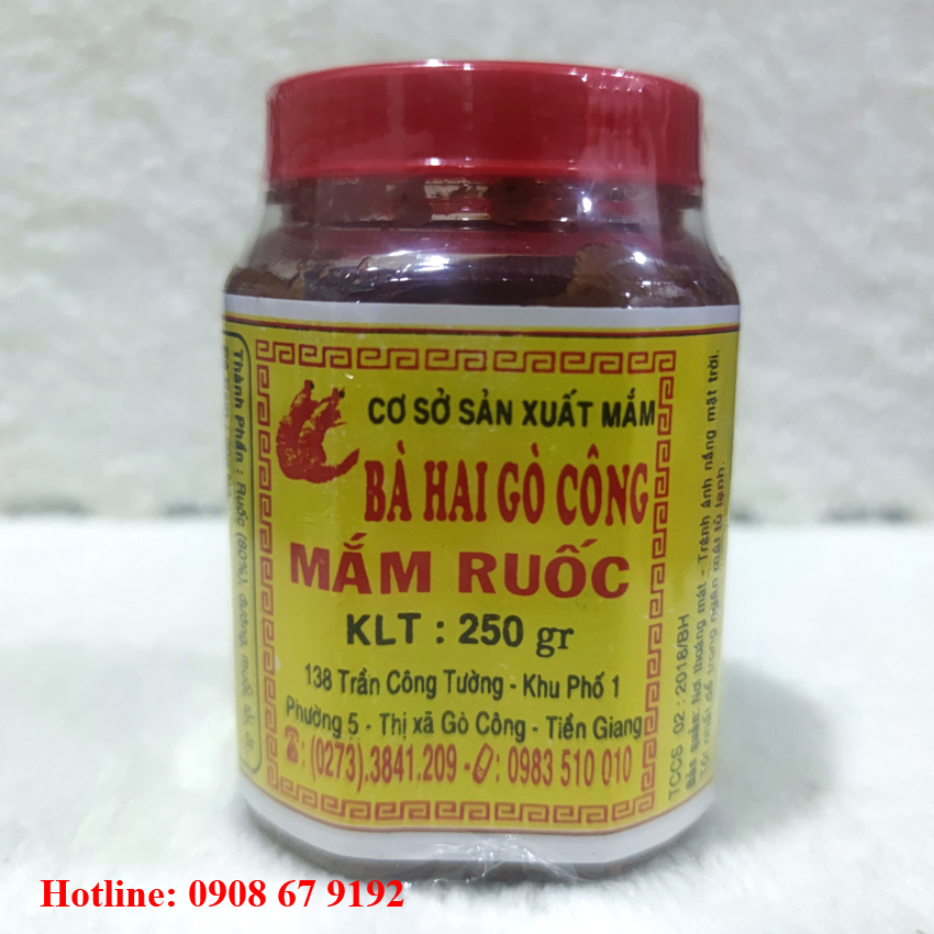 Mắm ruốc bà hai gò công, loại 1, 250g / hủ