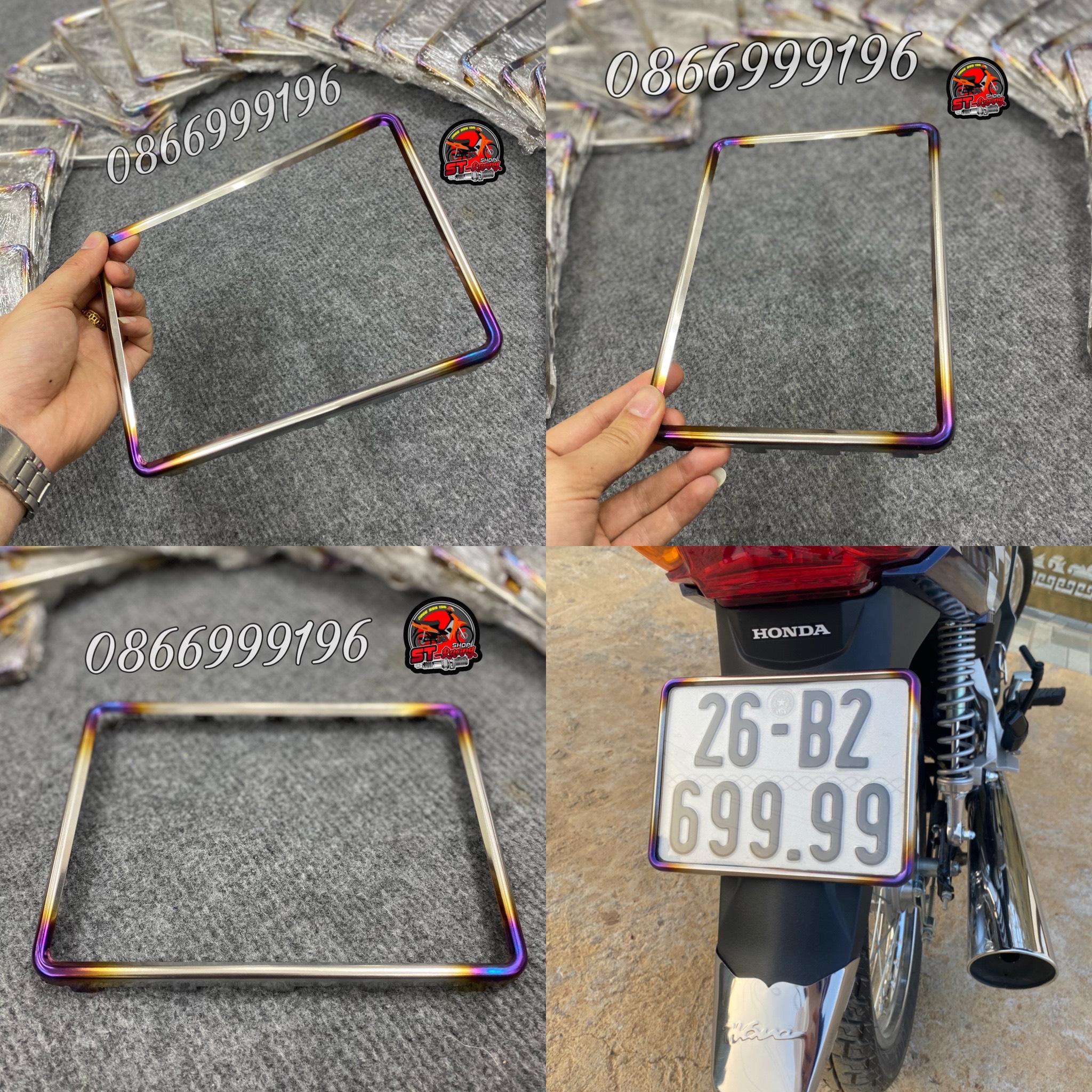 Viền biển số titanium xịn sò hàng đẹp không phai màu độ dày 5mm ..