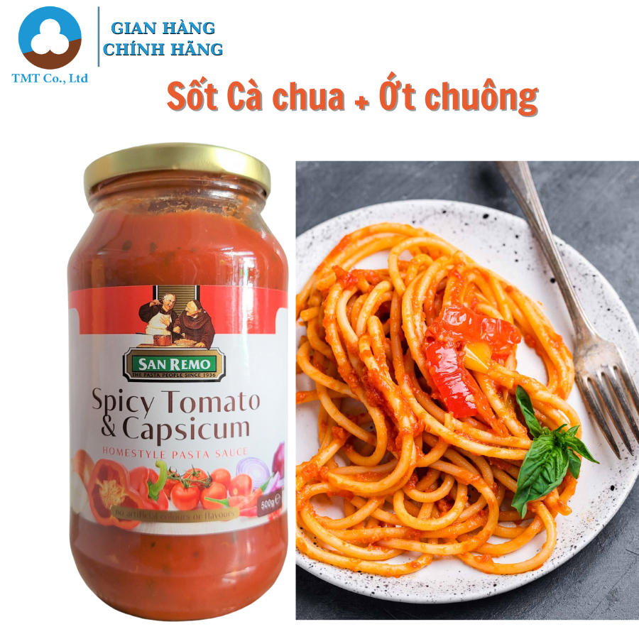 Sốt Mì Ý Cà Chua & Ớt Chuông San Remo 500g