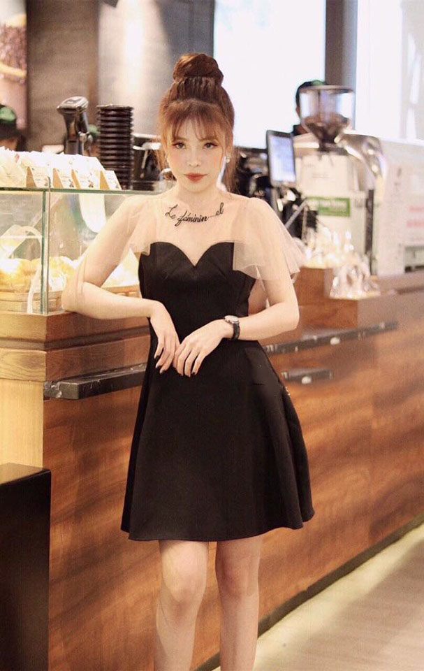 Đầm nữ umi phối lưới bi thêu xinh xắn thời trang bambo