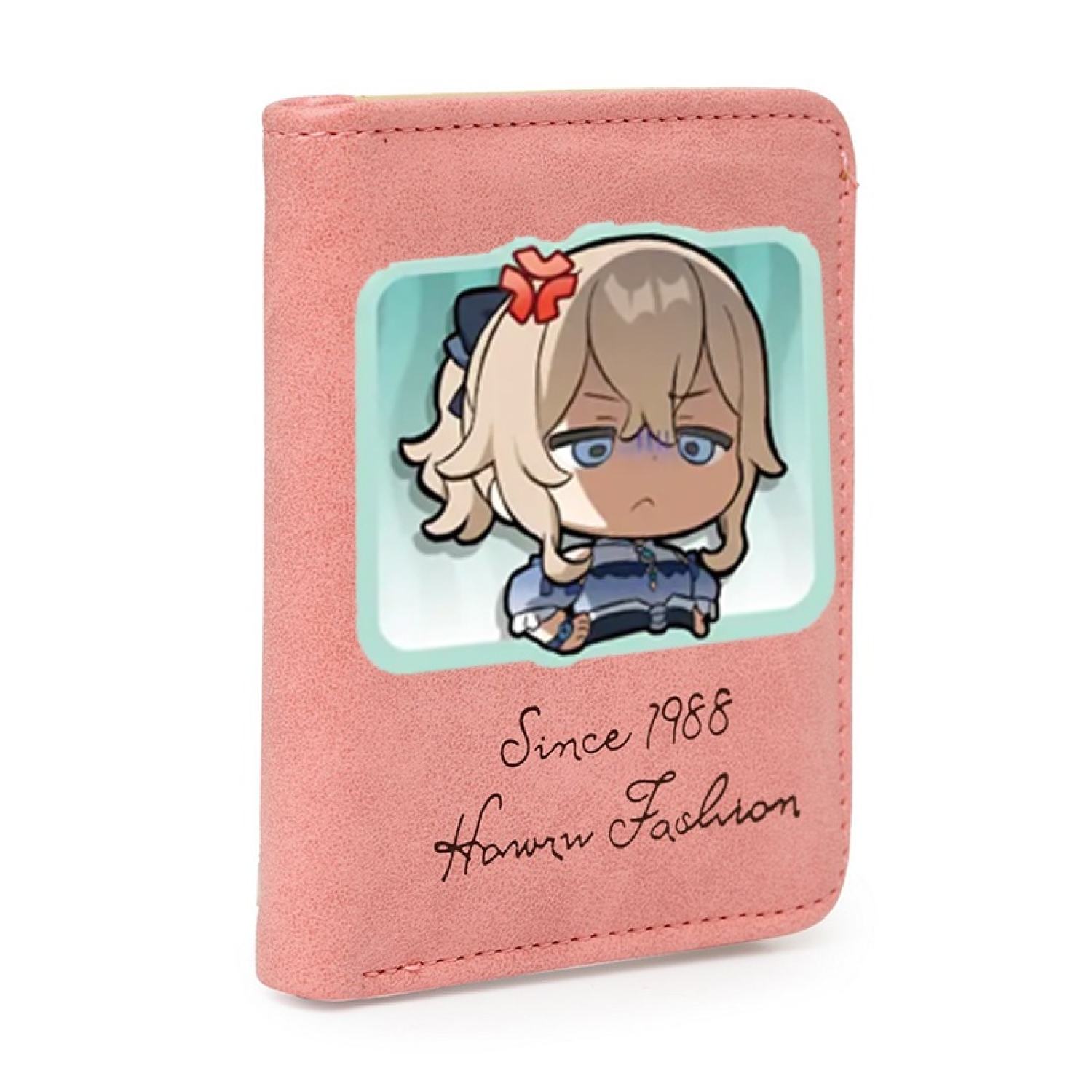 Ví ngắn đen hồng cầm tay in hình GENSHIN IMPACT ver CHỮ NHẬT CHIBI game tiện lợi anime chibi