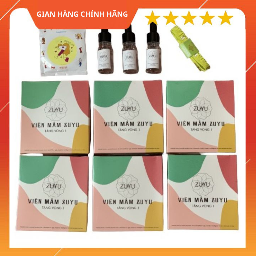 [1 Liệu Trình]Combo 6 Hộp ZuYu Viên Mầm Tăng vòng 1 Tặng Kèm Serum Massage Ngực Và Cột Tóc Xinh
